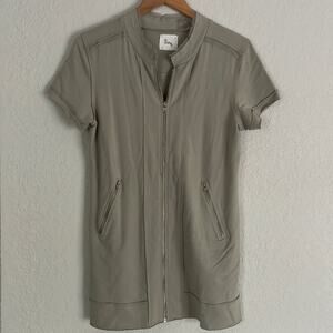 Linq Revolve Gray Tunic Mini Dress Full Zipper Minimalist Summer Pockets Large
